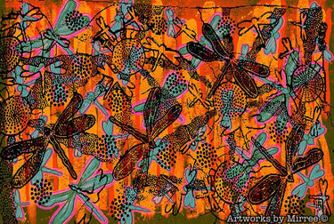 Ancestral Dragonfly Painting A3 Girlcee Print by Mirree Contemporary Aboriginal Art